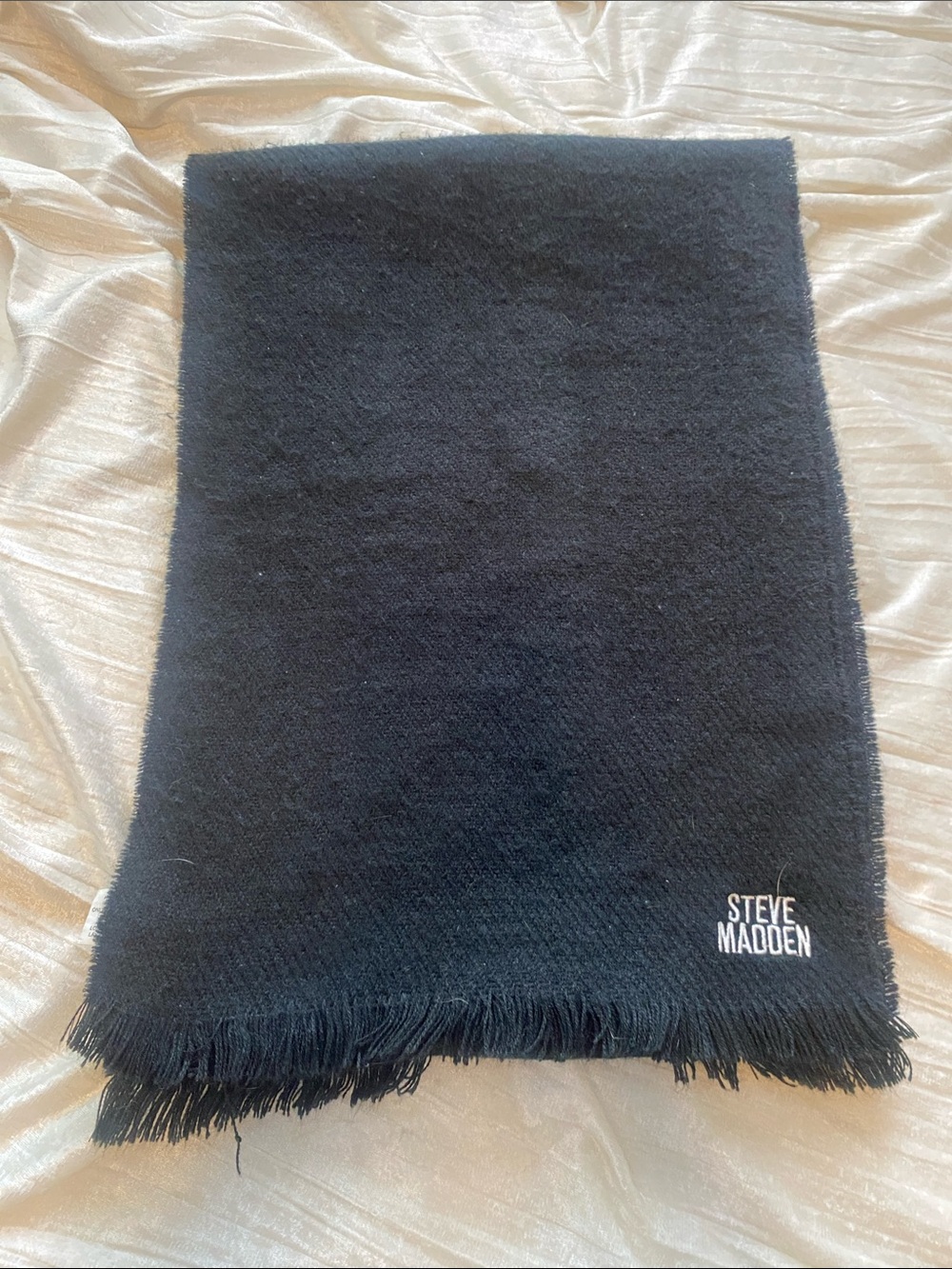 Steve Madden Black Fringed Scarf